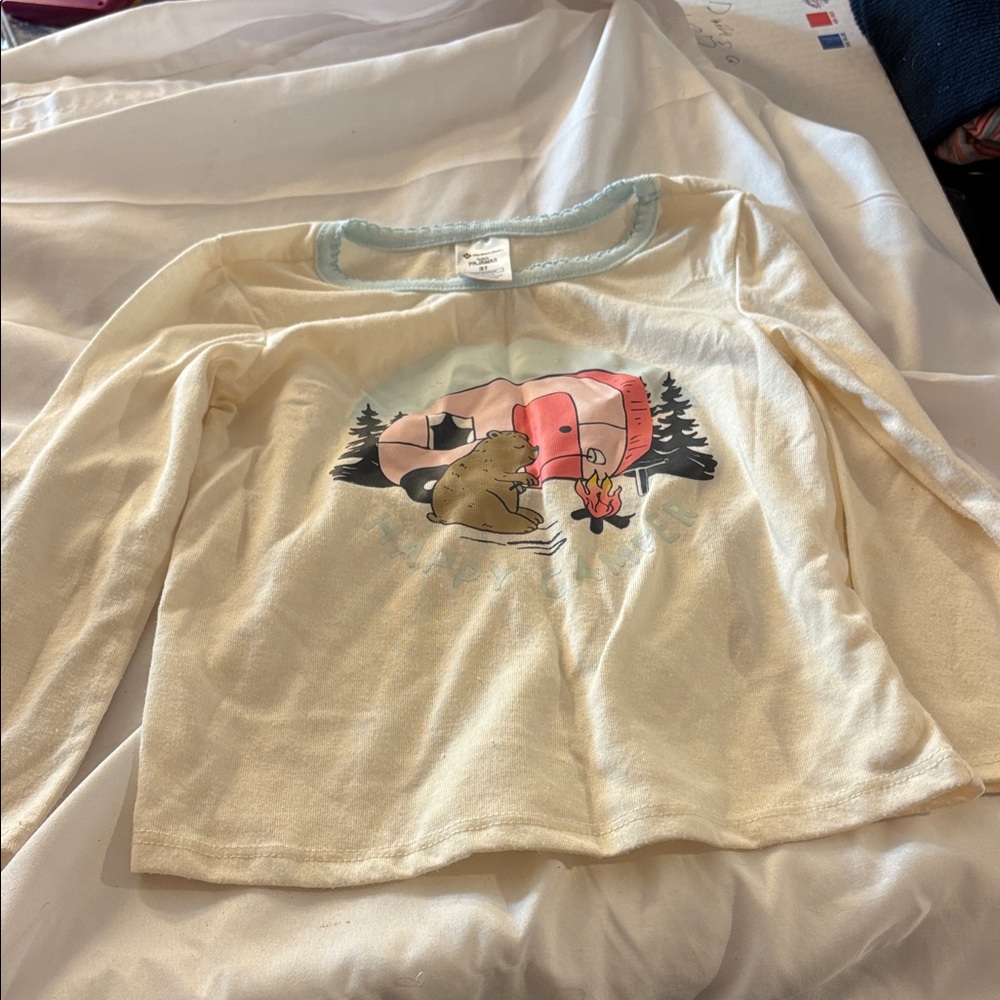 Members Mark Cream Kids Sleep Shirt with Bear Print 3T